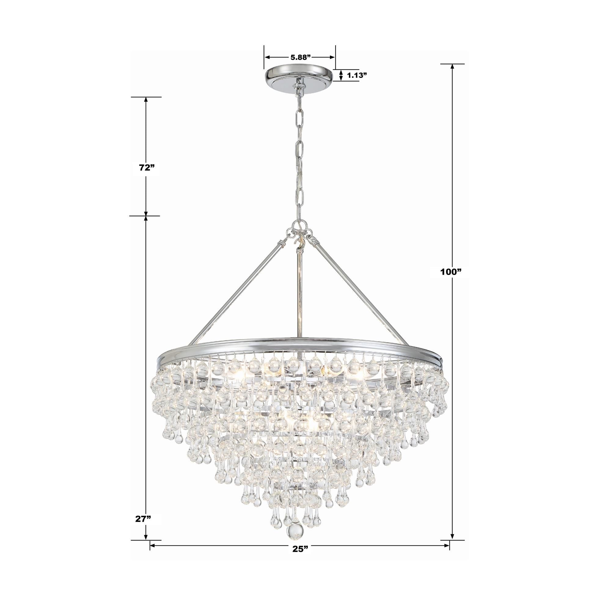 Crystorama Calypso 8-Light 25-Inch Chandelier, Clear Glass Accents