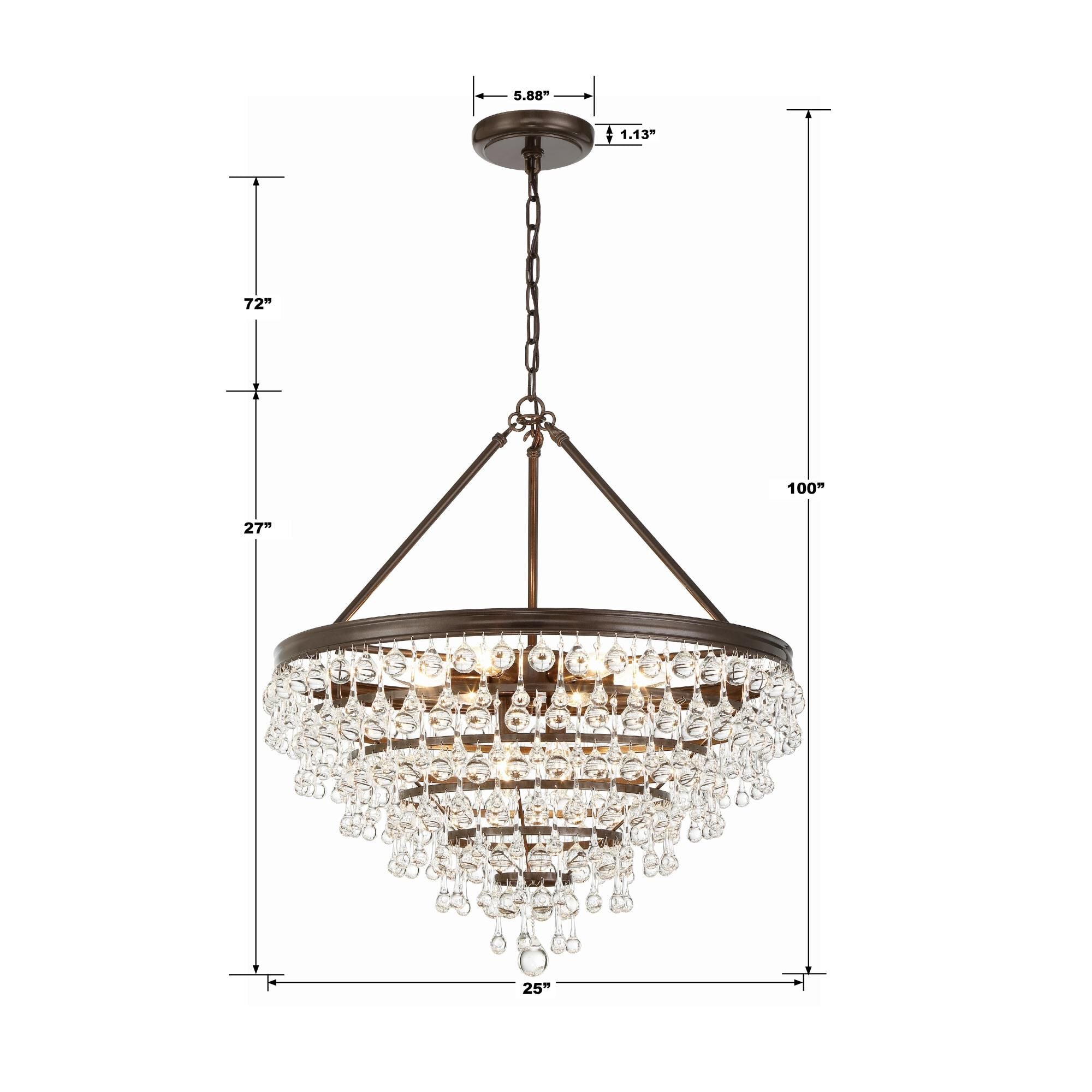 Crystorama Calypso 8-Light 25-Inch Chandelier, Clear Glass Accents