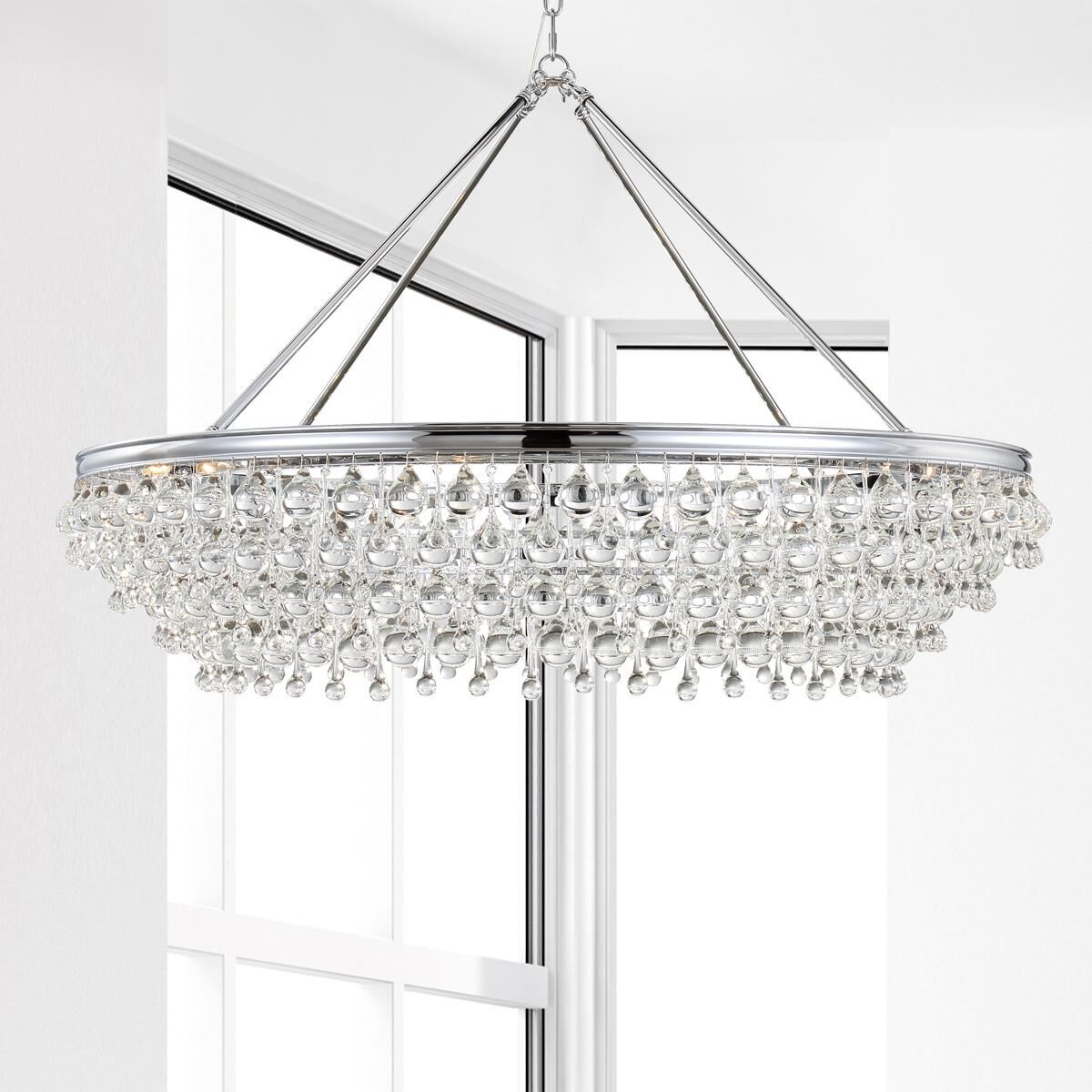 Crystorama Calypso 8-Light Polished Chrome Chandelier with Clear Crystal Drops