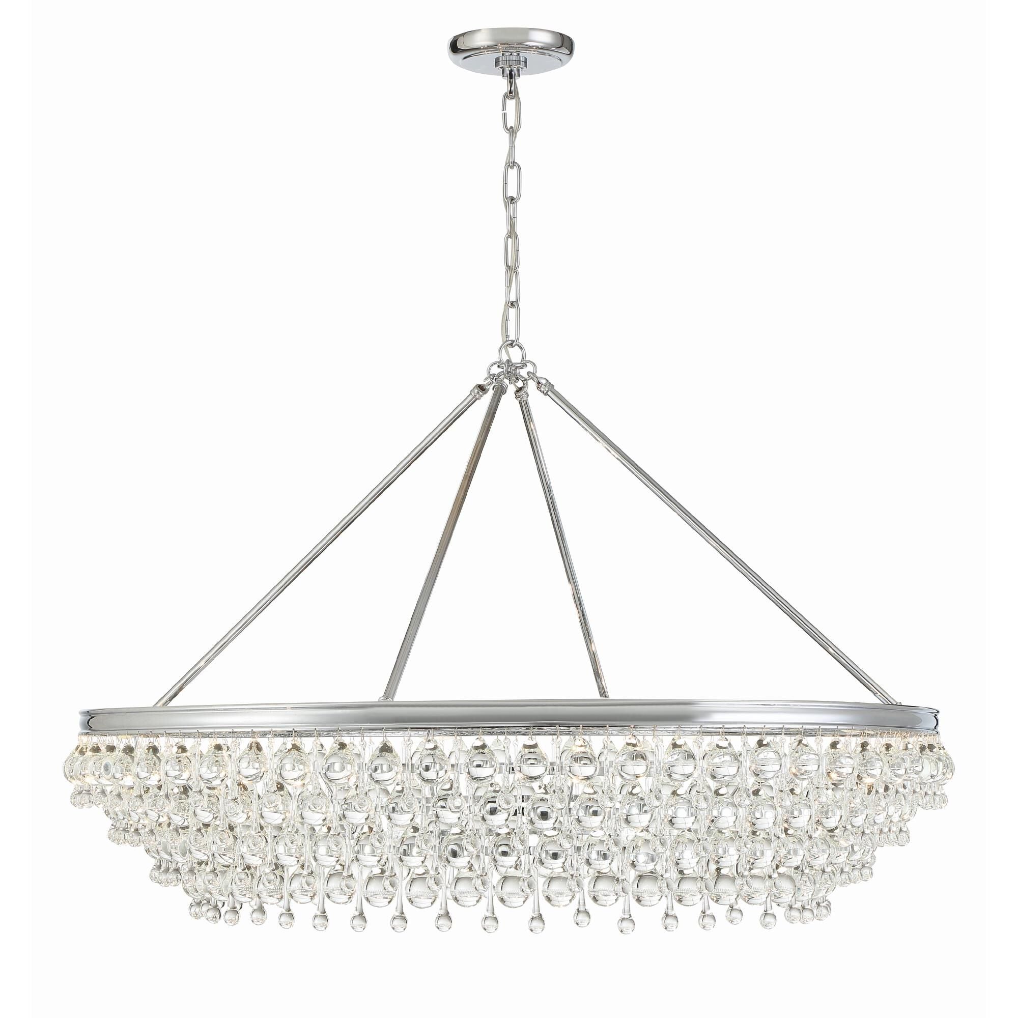 Crystorama Calypso 8-Light Polished Chrome Chandelier with Clear Crystal Drops