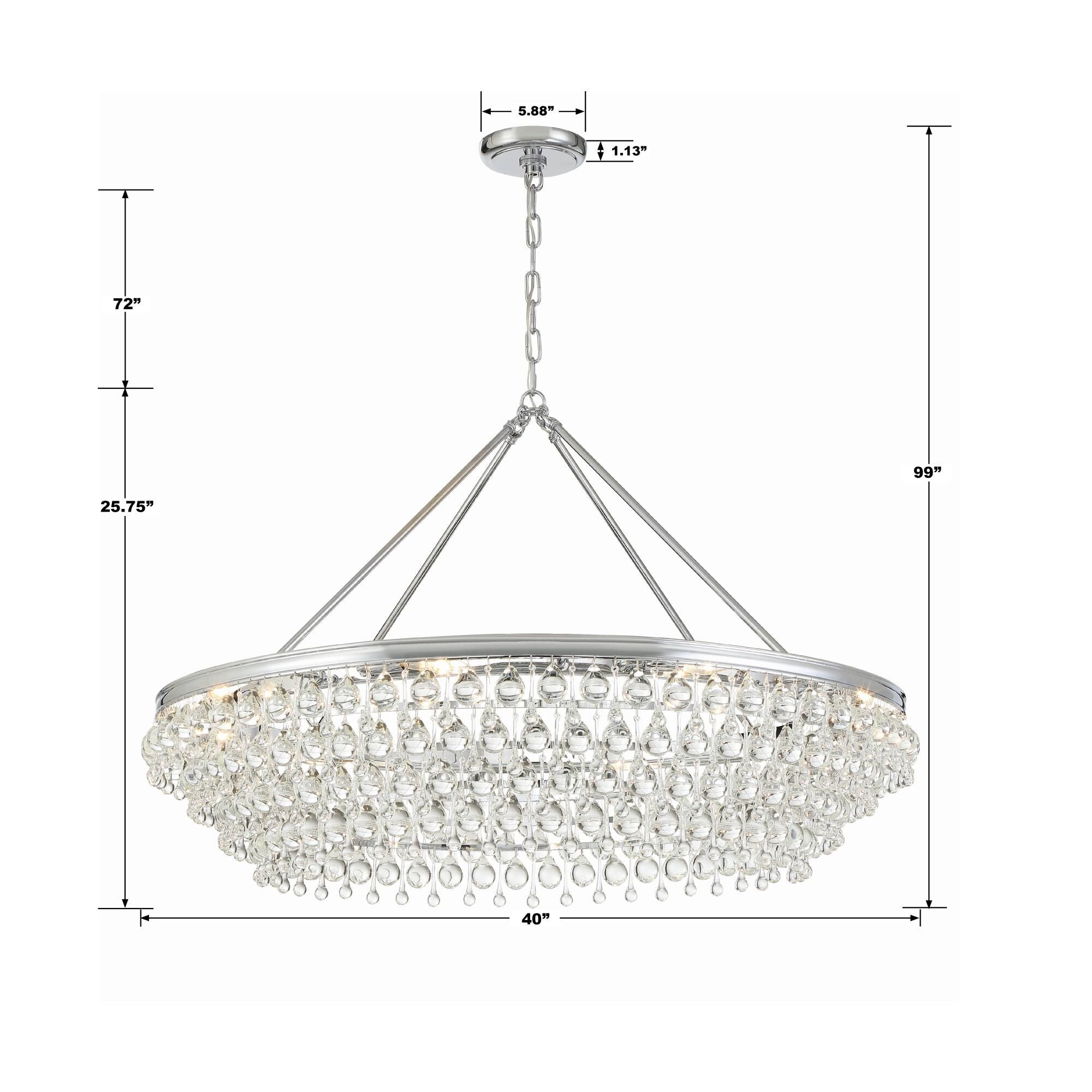 Crystorama Calypso 8-Light Polished Chrome Chandelier with Clear Crystal Drops