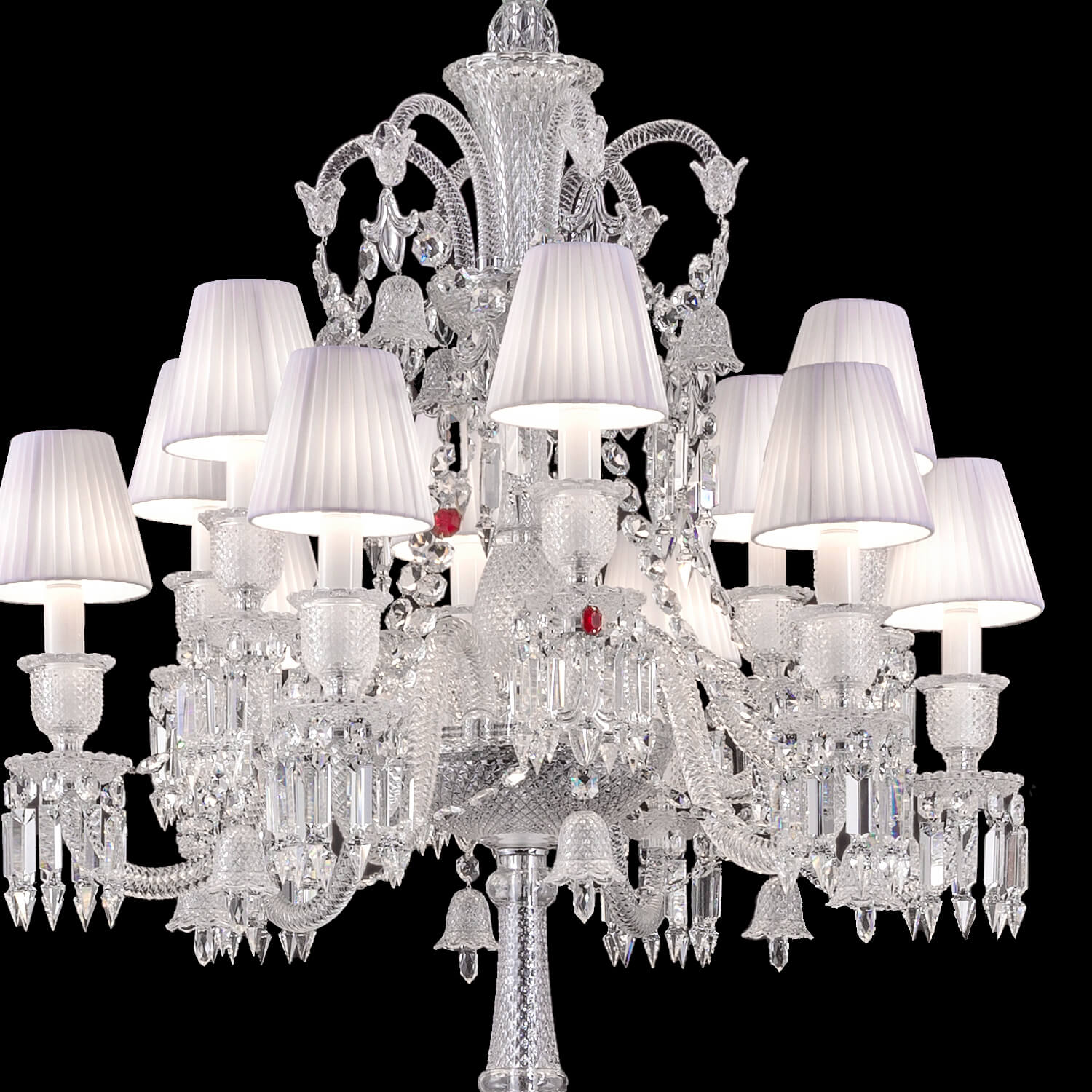 Arcadian Zénith Crystal Candelabra With Fabric Shade
