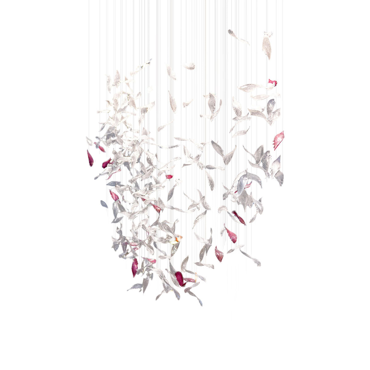 Flying Glass Feather Chandelier, Modern Spiral Glass Customisable Chandelier