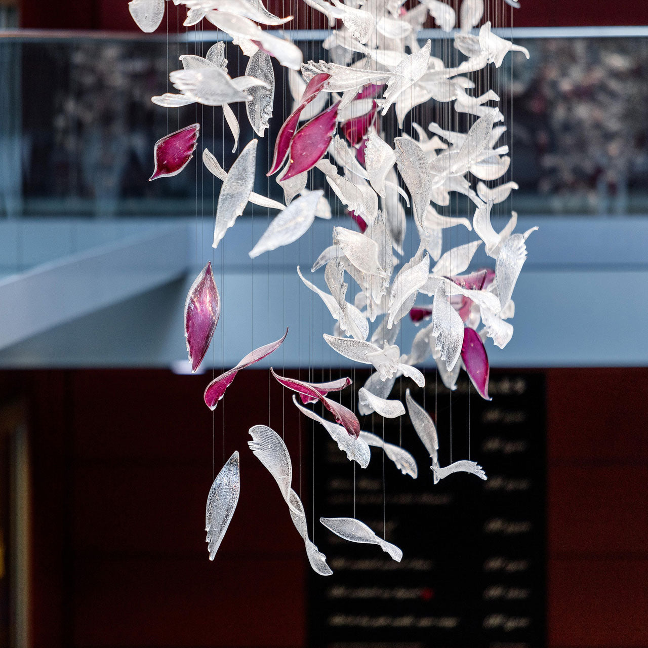 Flying Glass Feather Chandelier, Modern Spiral Glass Customisable Chandelier