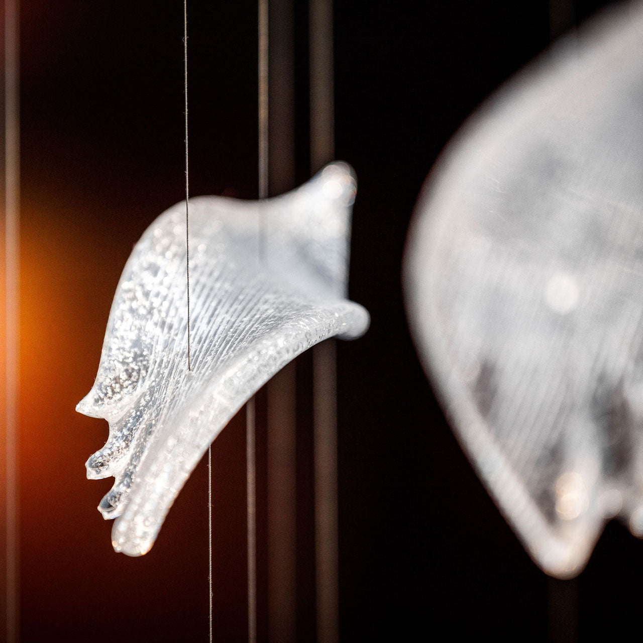 Flying Glass Feather Chandelier, Modern Spiral Glass Customisable Chandelier