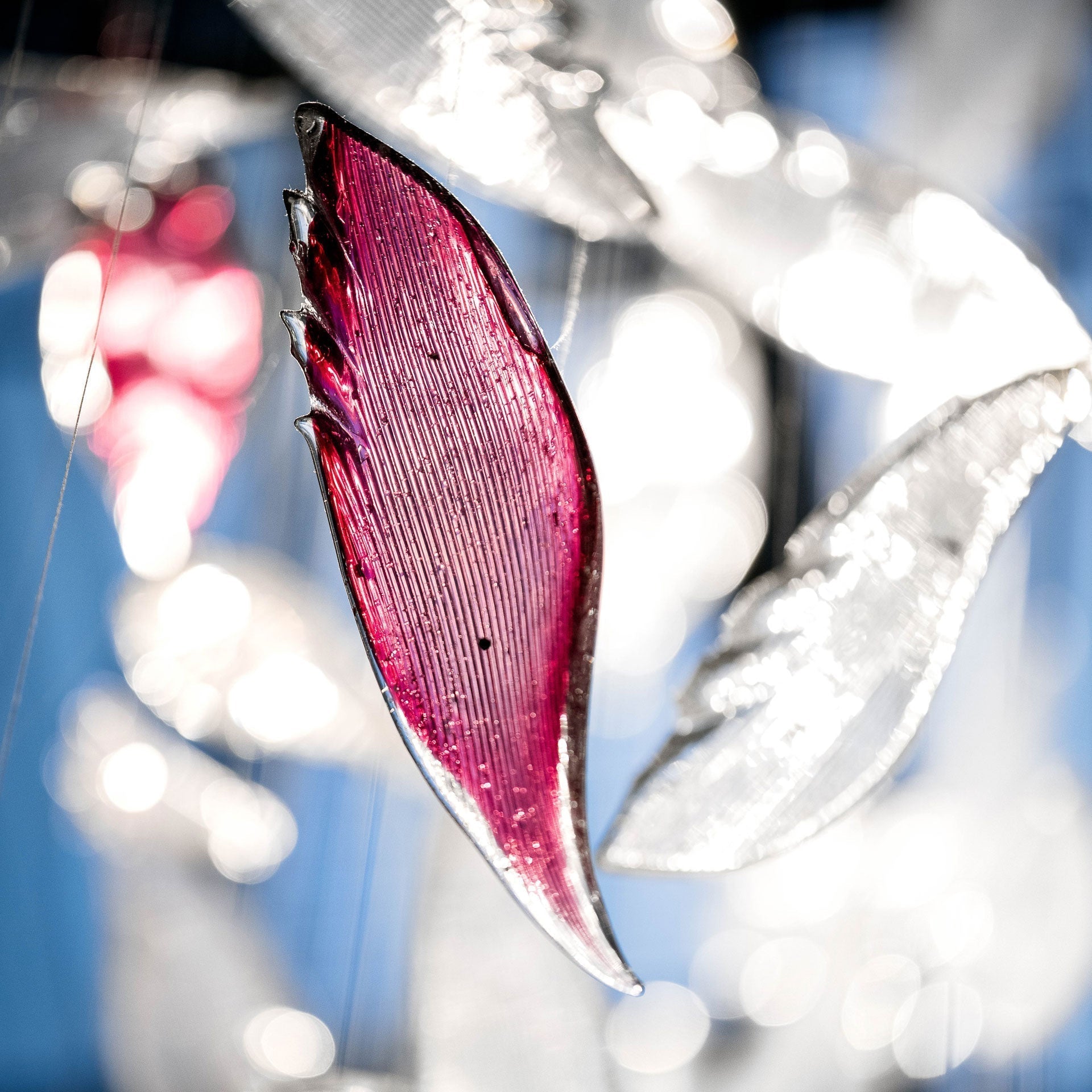 Flying Glass Feather Chandelier, Modern Spiral Glass Customisable Chandelier