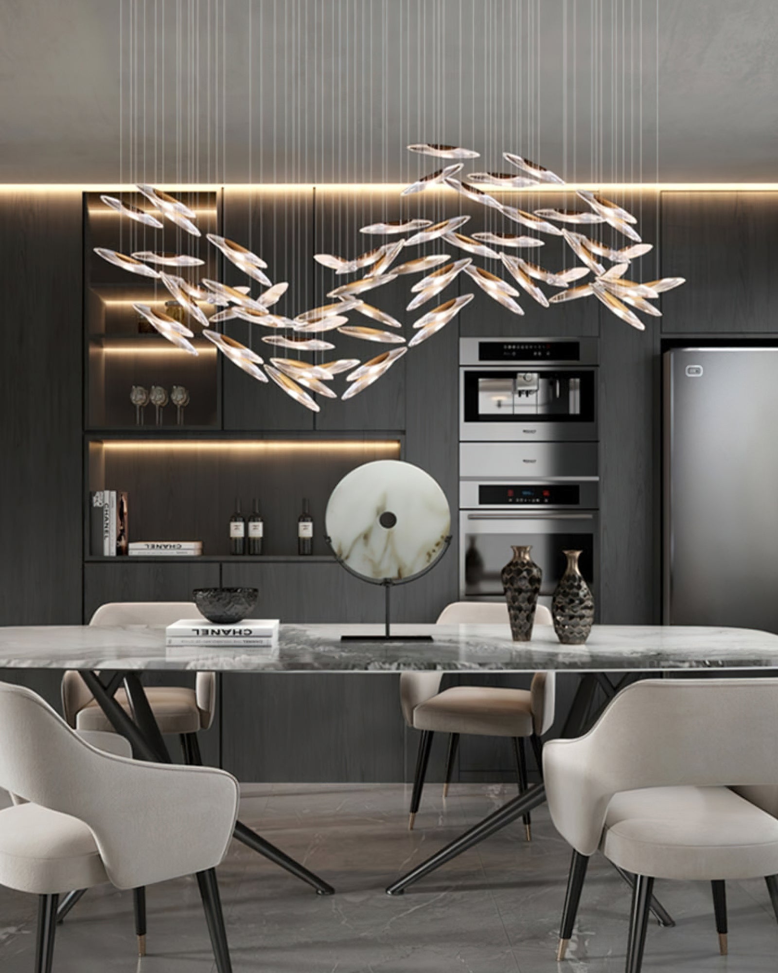 Moonlight Whispers Chandelier,Modern Spiral Glass Customisable Chandelier