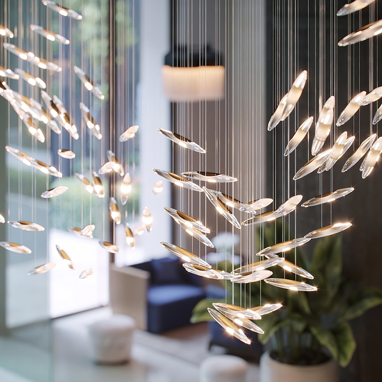 Moonlight Whispers Chandelier,Modern Spiral Glass Customisable Chandelier