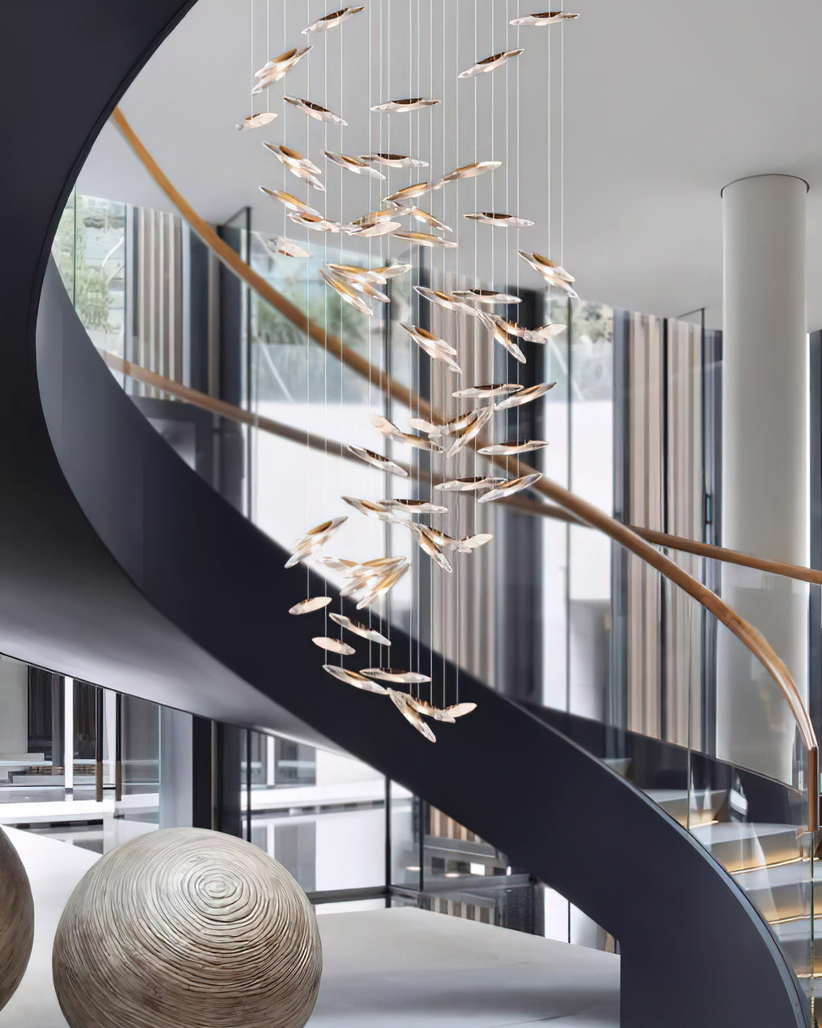 Moonlight Whispers Chandelier,Modern Spiral Glass Customisable Chandelier