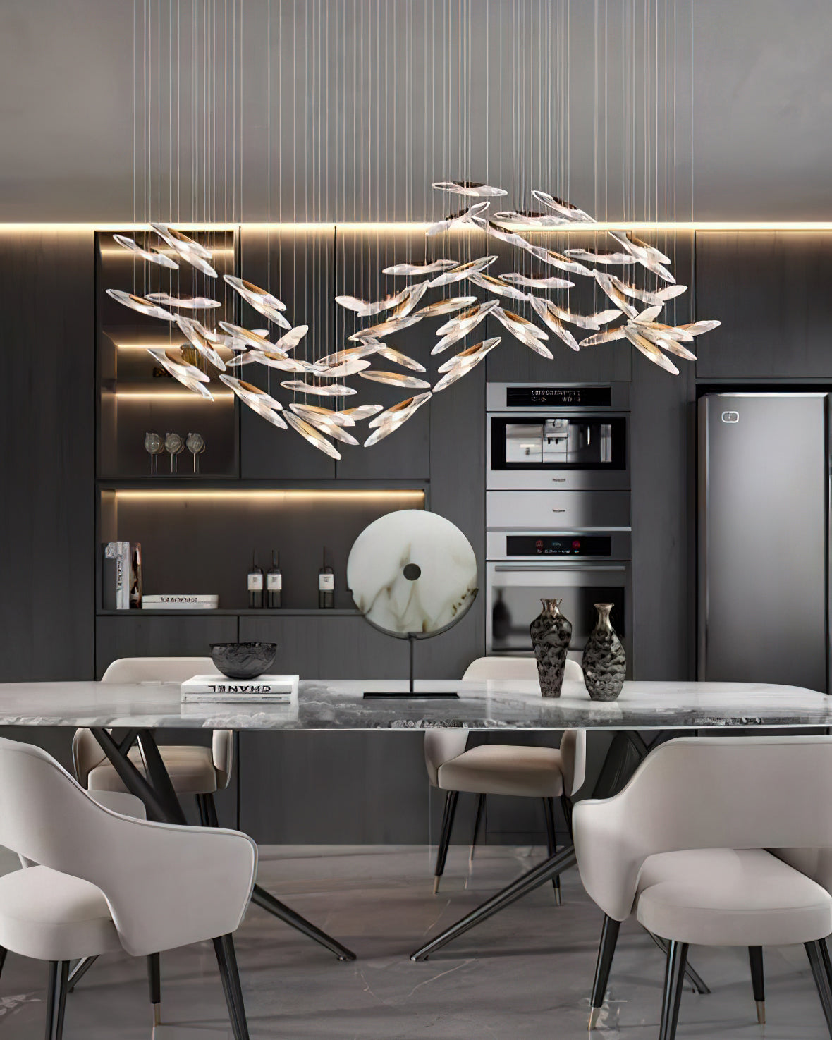 Moonlight Whispers Chandelier,Modern Spiral Glass Customisable Chandelier