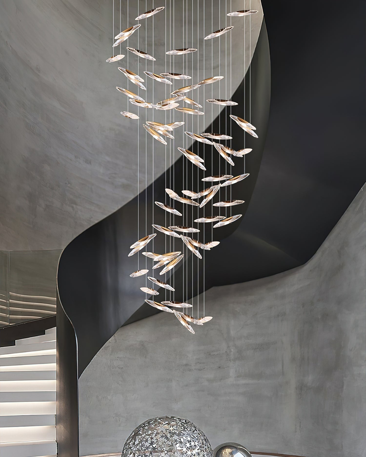 Moonlight Whispers Chandelier,Modern Spiral Glass Customisable Chandelier