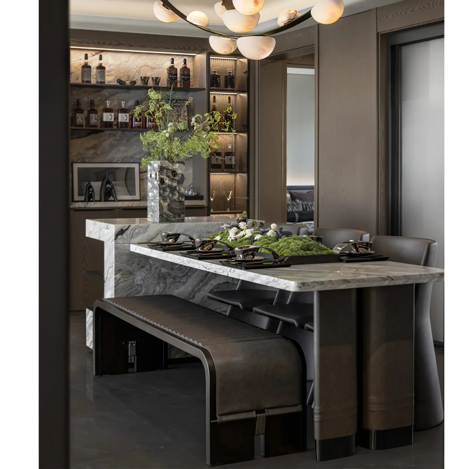 Alex Modern Dew Drops Alabaster Chandelier