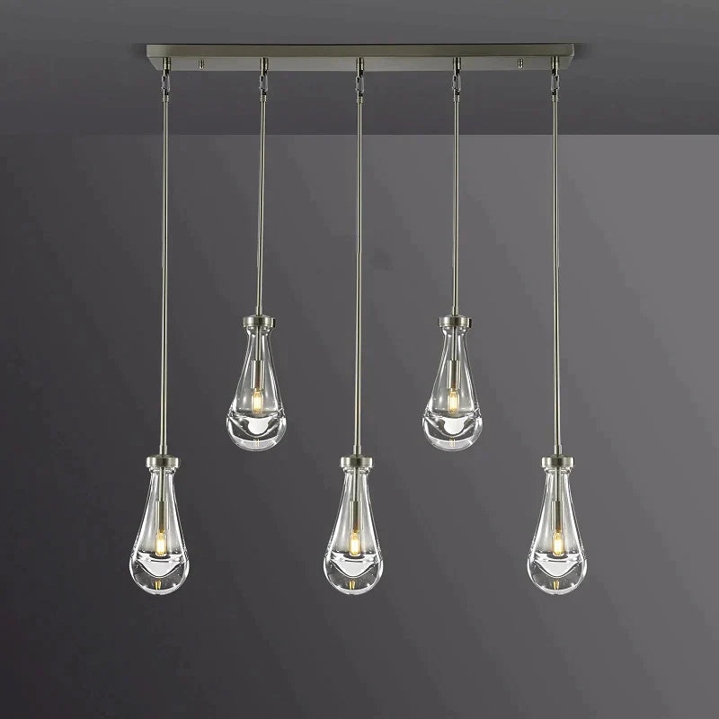 Raindrops Modern Glass Linear Chandelier 36'' 5-light( Rod)