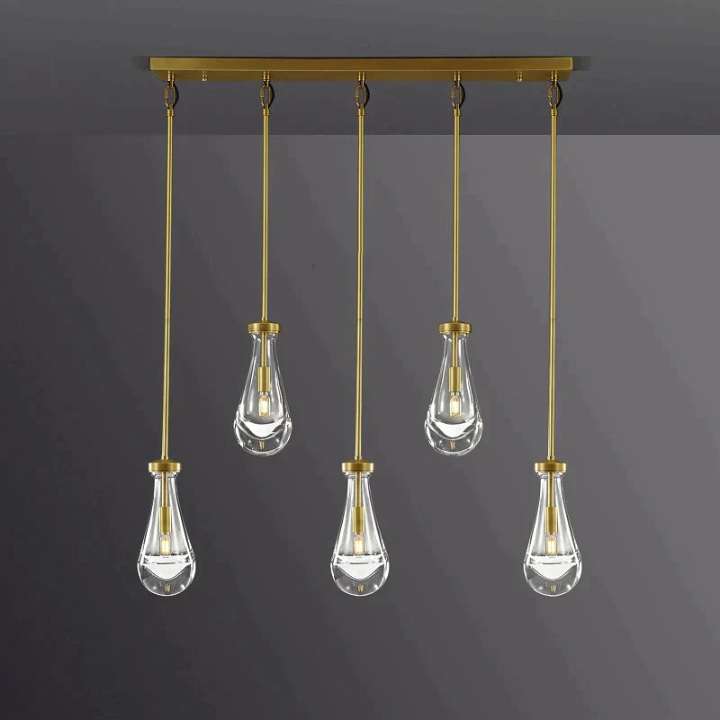 Raindrops Modern Glass Linear Chandelier 36'' 5-light( Rod)