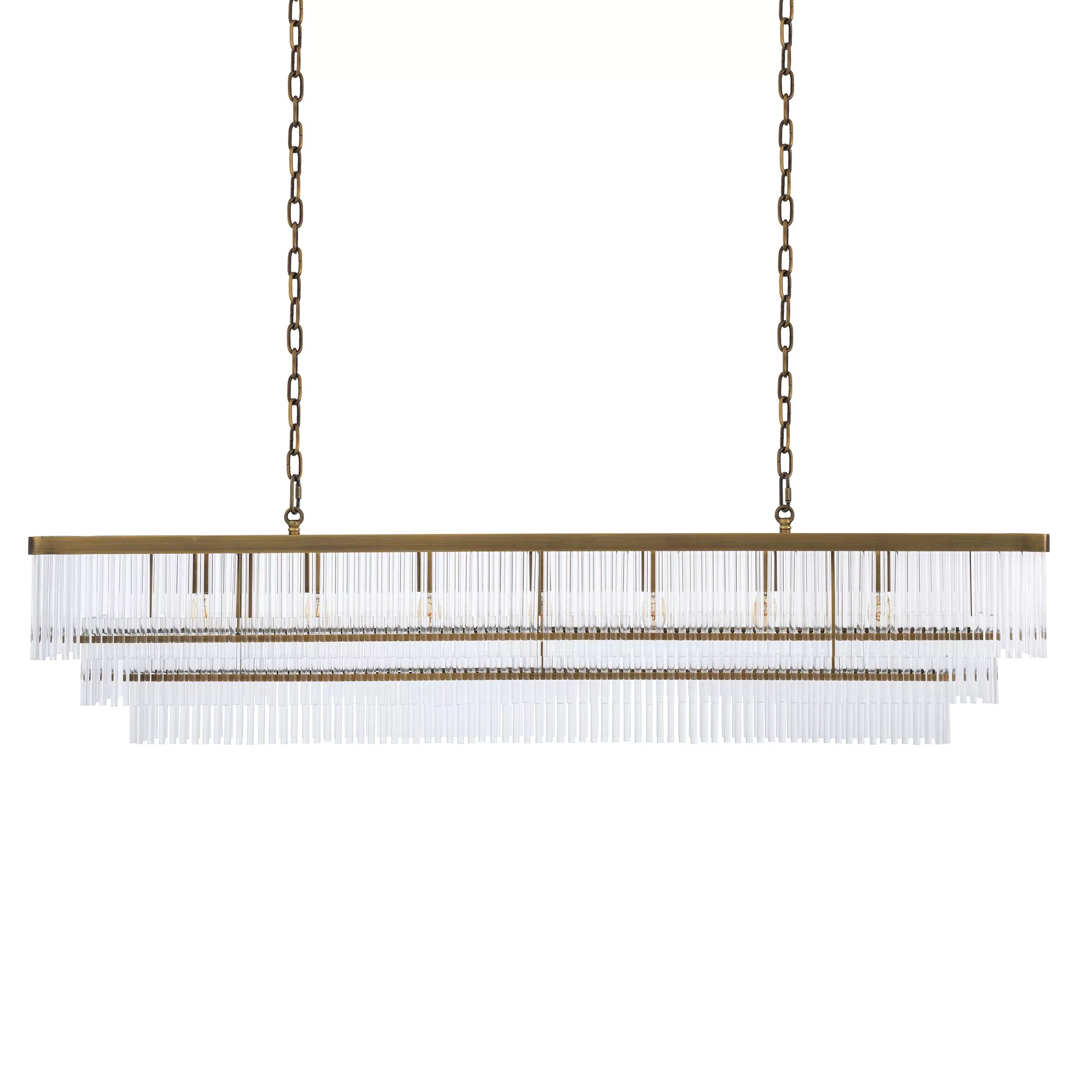 Fairy Rectangle Modern Brass Glass Chandelier