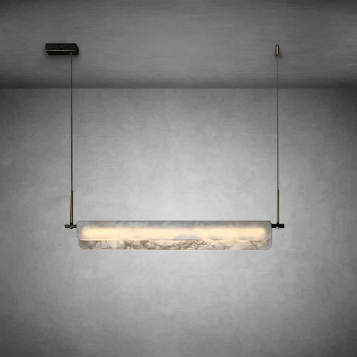 Eliana Alabaster Chandelier, Linear Chandelier Over Dining Room