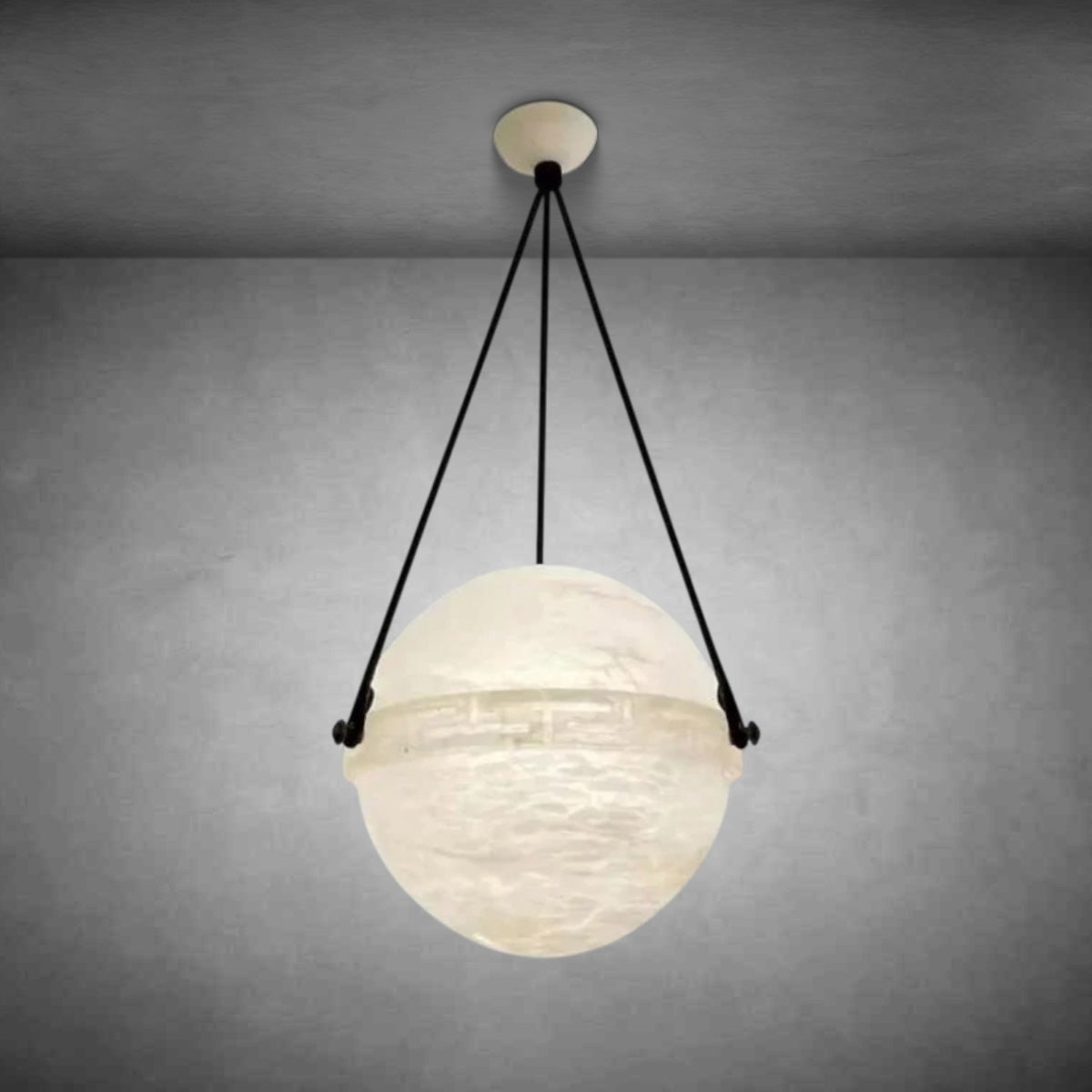 Elowen Alabaster Chandelier, Round Globe Pendant Light