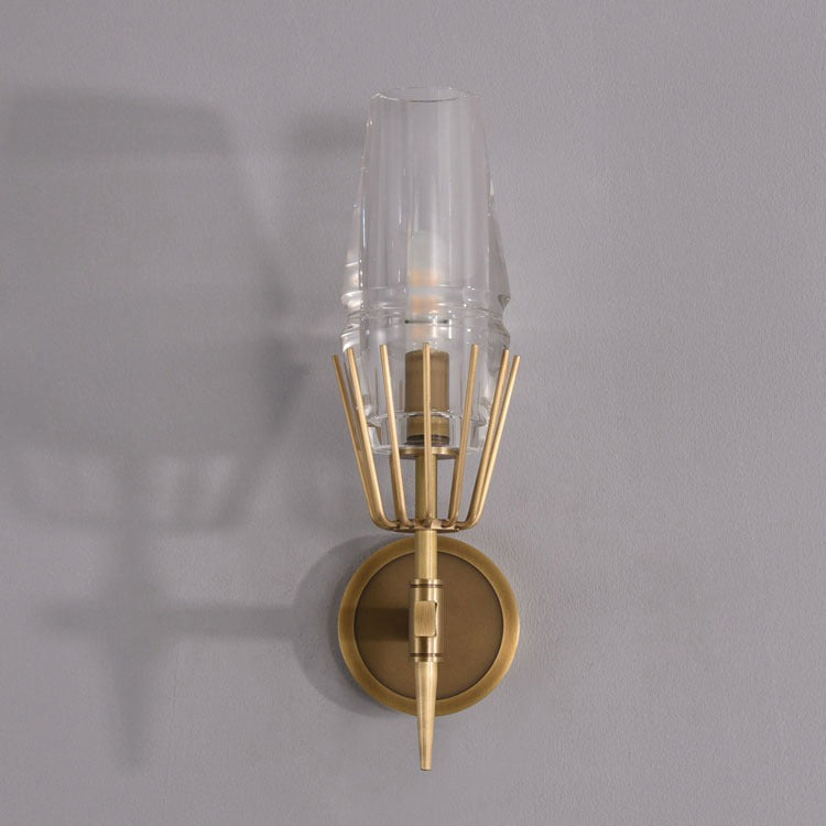 David Red Wine Glass Wall Sconce, Brass