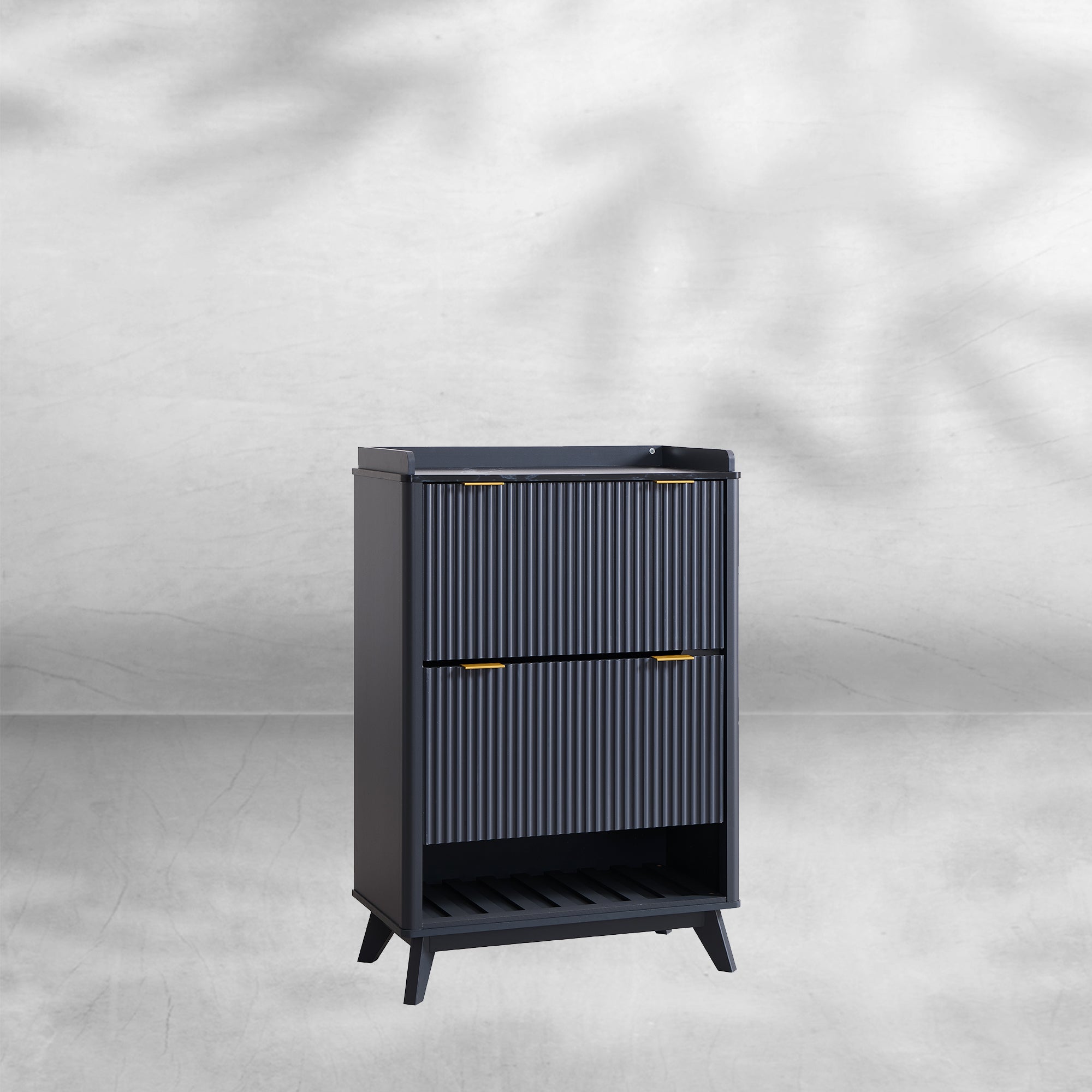 T4TREAM Fluted Shoe Storage Cabinet 32" Slim Stylish Entryway Organizer
