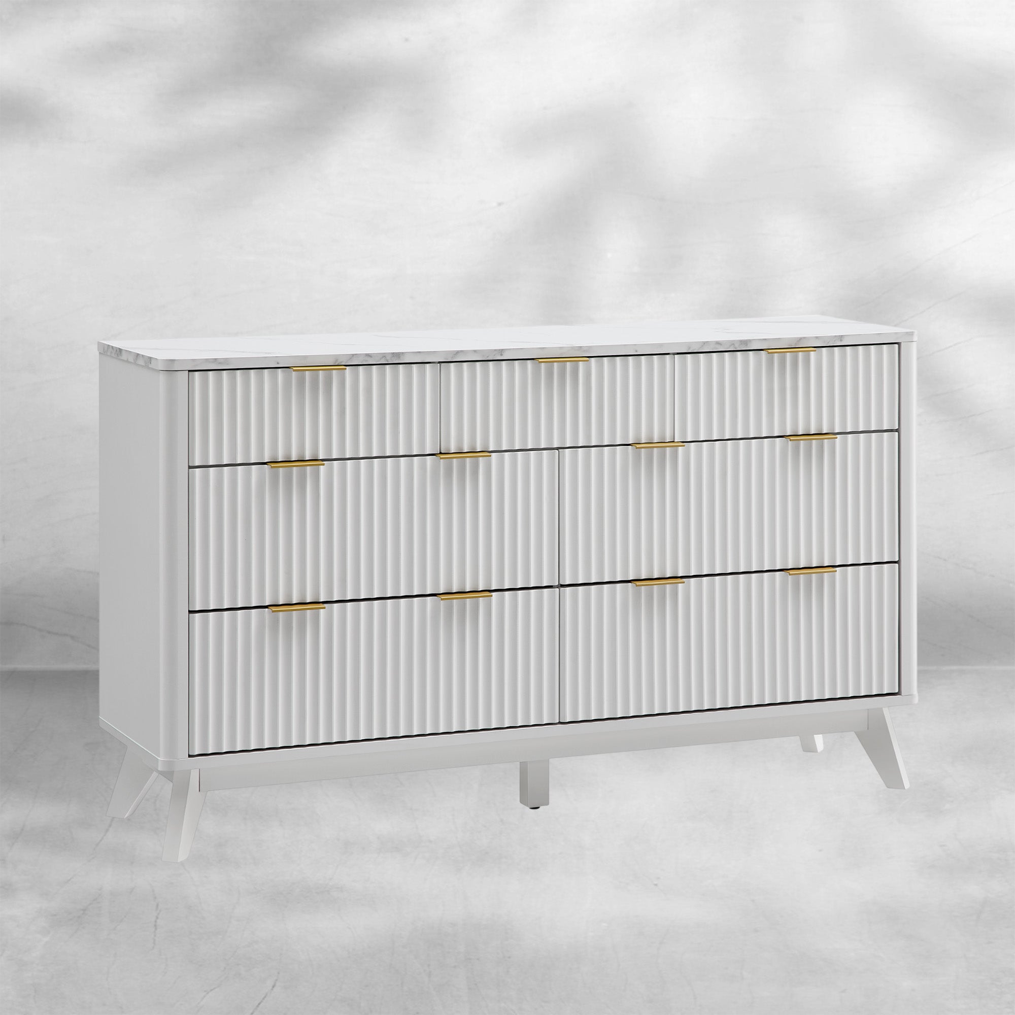 T4TREAM Modern Curved Fluted 7-Drawer Dresser