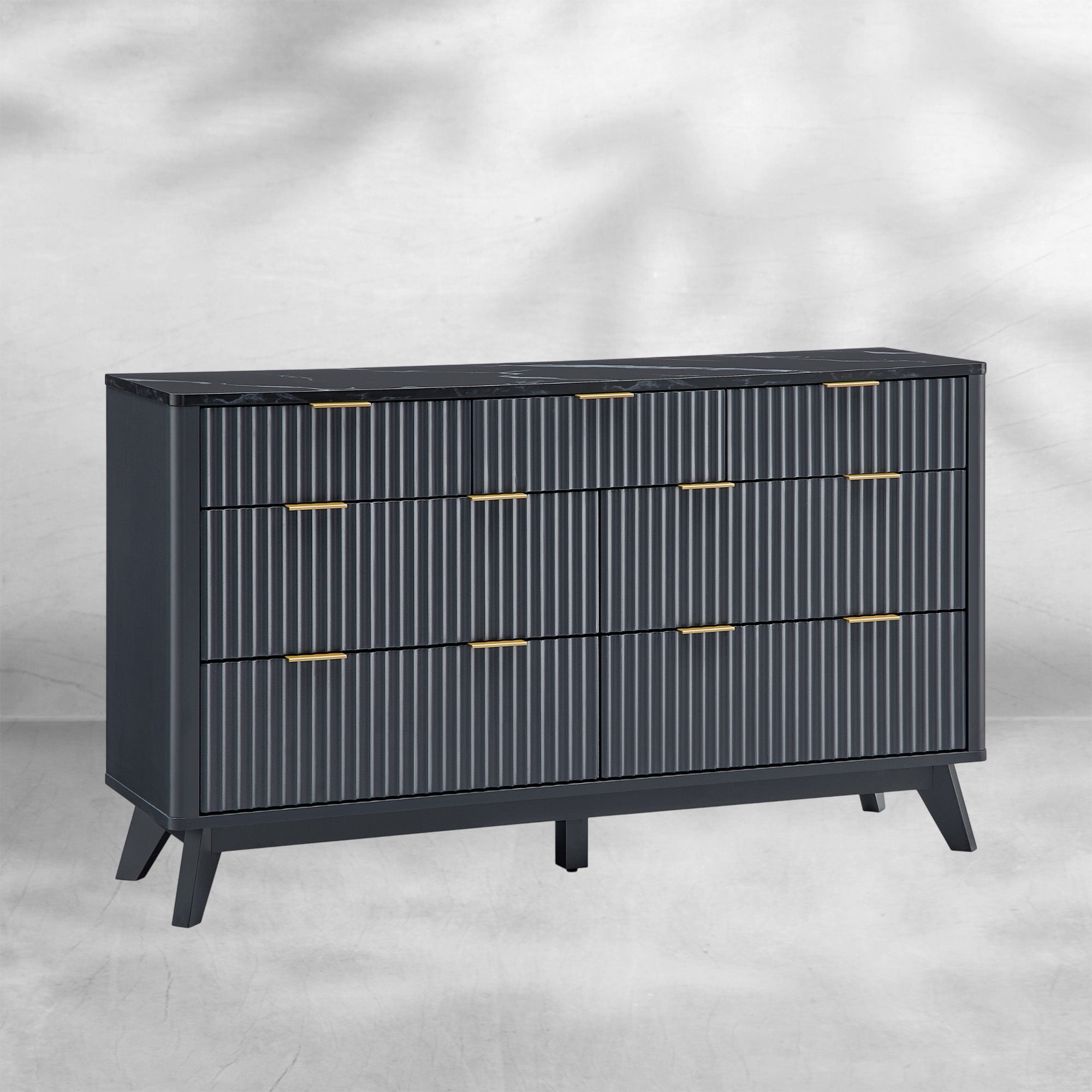 T4TREAM Modern Curved Fluted 7-Drawer Dresser