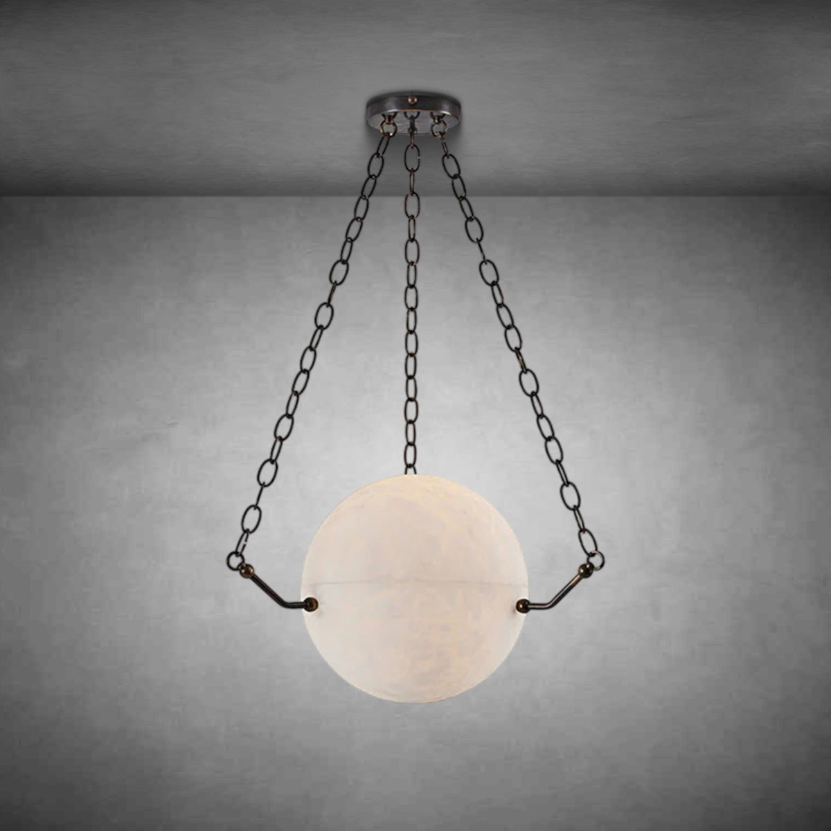 Gabe Alabaster Sphere Suspension Lamp, Pendant Kitchen Island Lamp