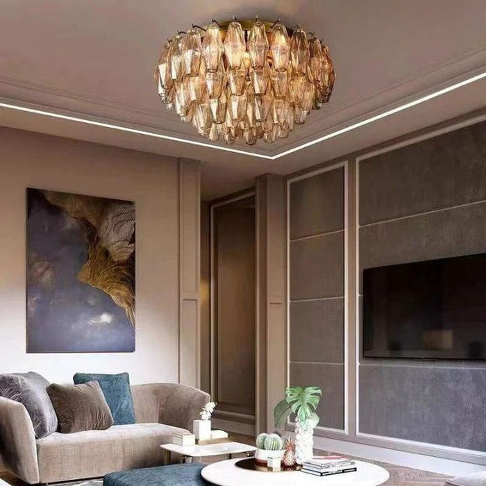 Eclipsia Glass Round Flush Mount