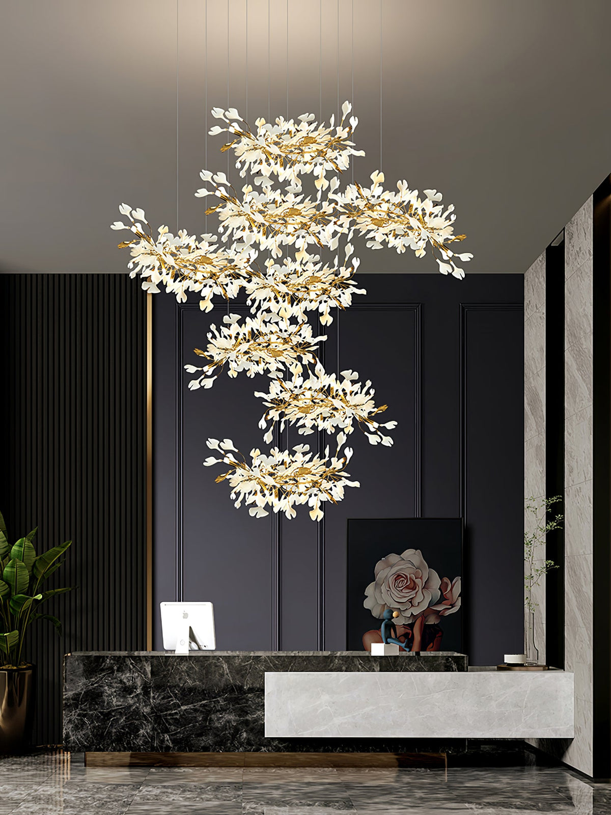 Gingko Leaves Chandelier 196.8"