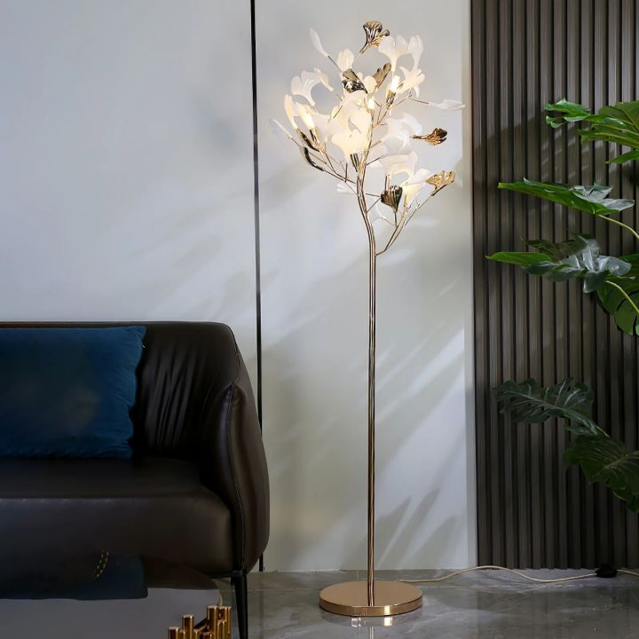 Gliss Gingko Ceramic Leaf Floor Lamp, Modern Stand Lamp