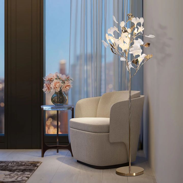 Gliss Gingko Ceramic Leaf Floor Lamp, Modern Stand Lamp