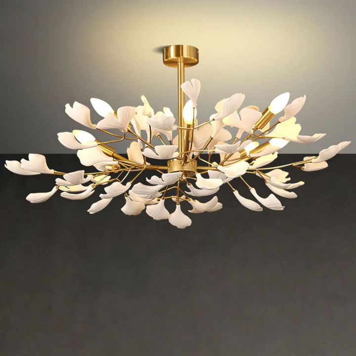 Gliss Gingko Ceramic Luxury Chandelier, Modern Pendant Lamp