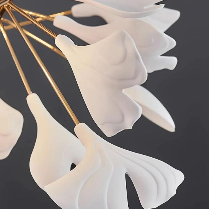Gliss Gingko Ceramic Luxury Chandelier, Modern Pendant Lamp