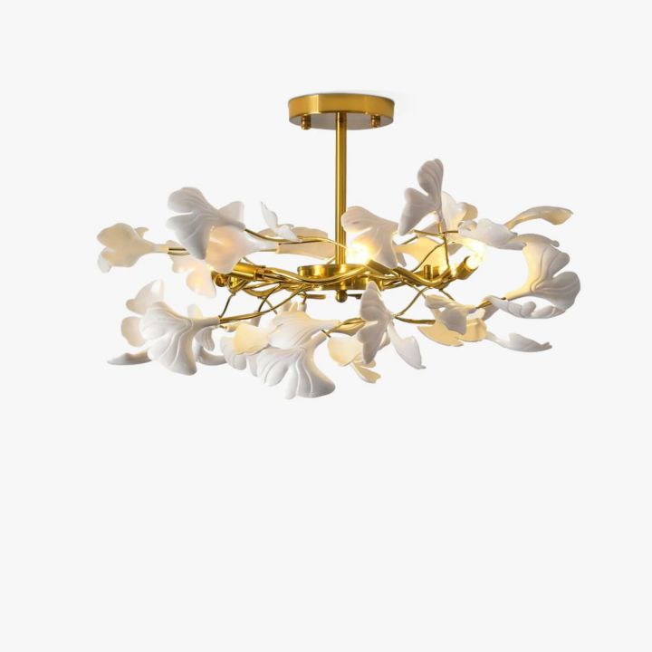 Gliss Gingko Ceramic Luxury Chandelier, Indoor Living Room Lamp