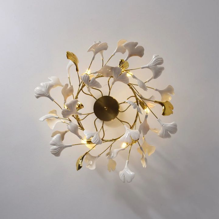 Gliss Gingko Ceramic Luxury Chandelier, Indoor Living Room Lamp