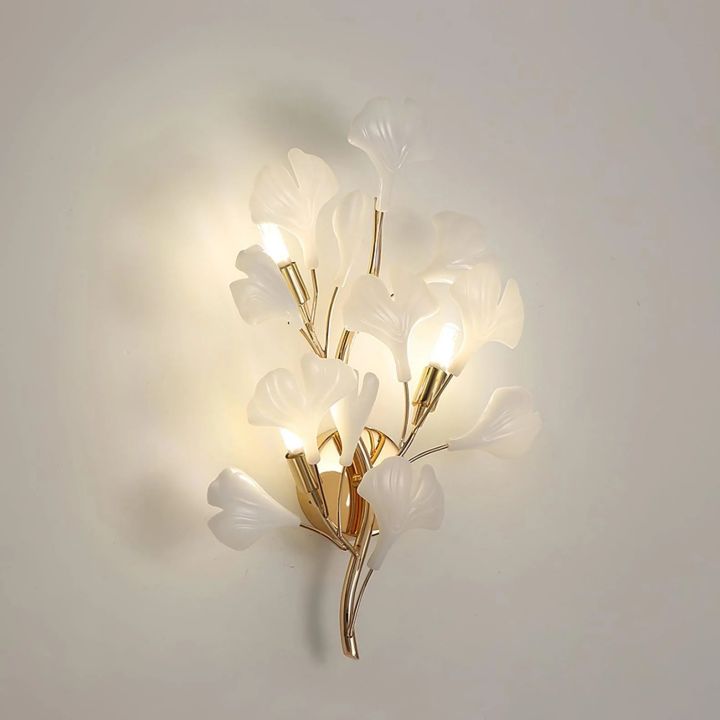 Gliss Ceramic Gingko Wall Lamp, Modern Branch Wall Sconce