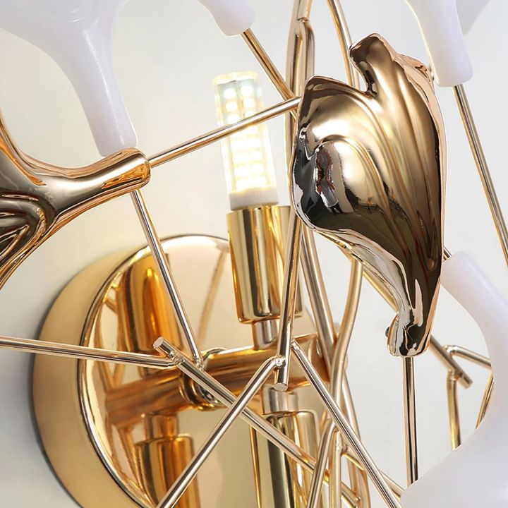 Gliss Ceramic Gingko Wall Lamp, Modern Branch Wall Sconce