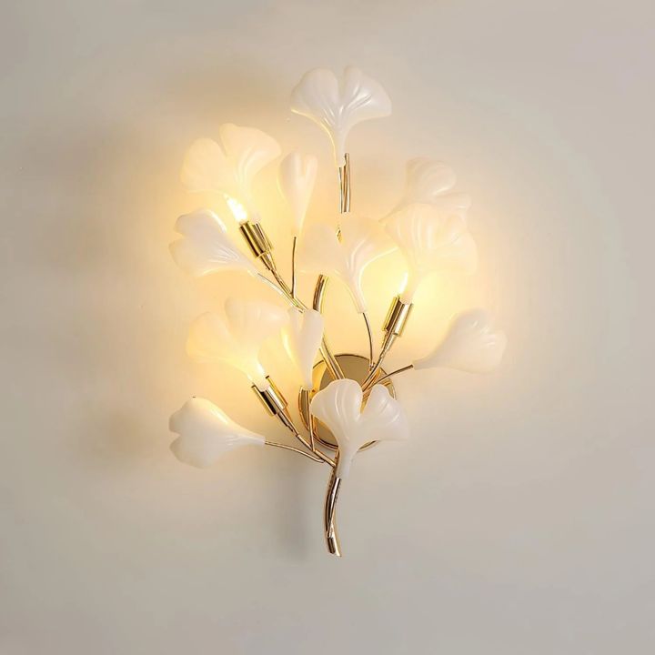 Gliss Ceramic Gingko Wall Lamp, Modern Branch Wall Sconce