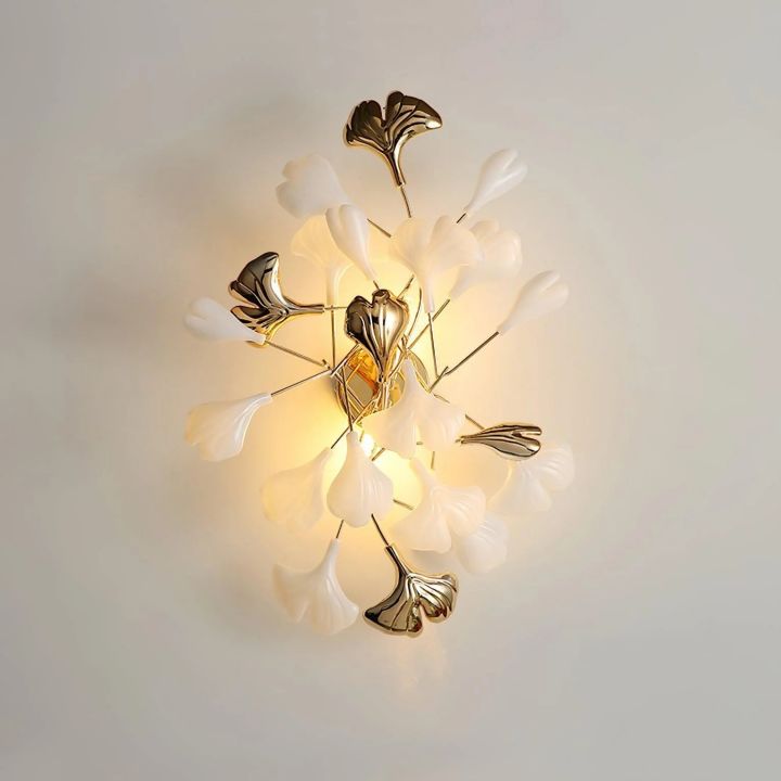 Gliss Ceramic Gingko Wall Lamp, Modern Branch Wall Sconce