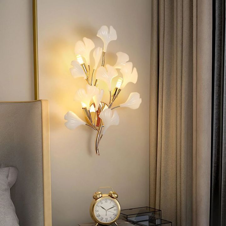 Gliss Ceramic Gingko Wall Lamp, Modern Branch Wall Sconce