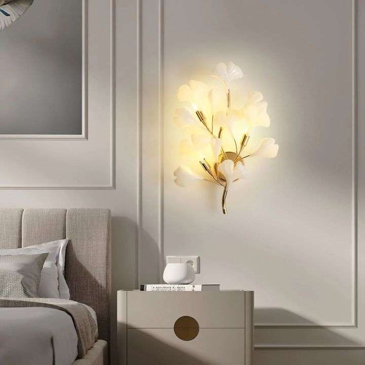Gliss Ceramic Gingko Wall Lamp, Modern Branch Wall Sconce
