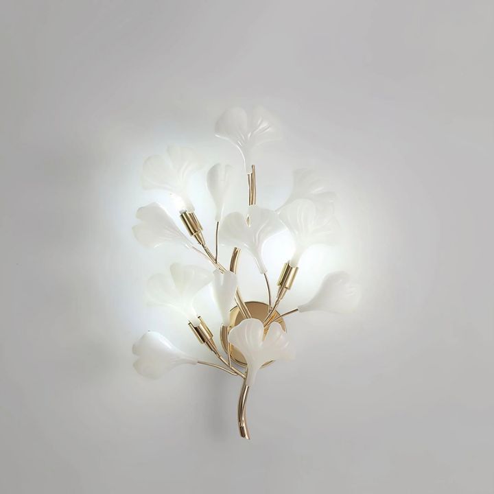 Gliss Ceramic Gingko Wall Lamp, Modern Branch Wall Sconce