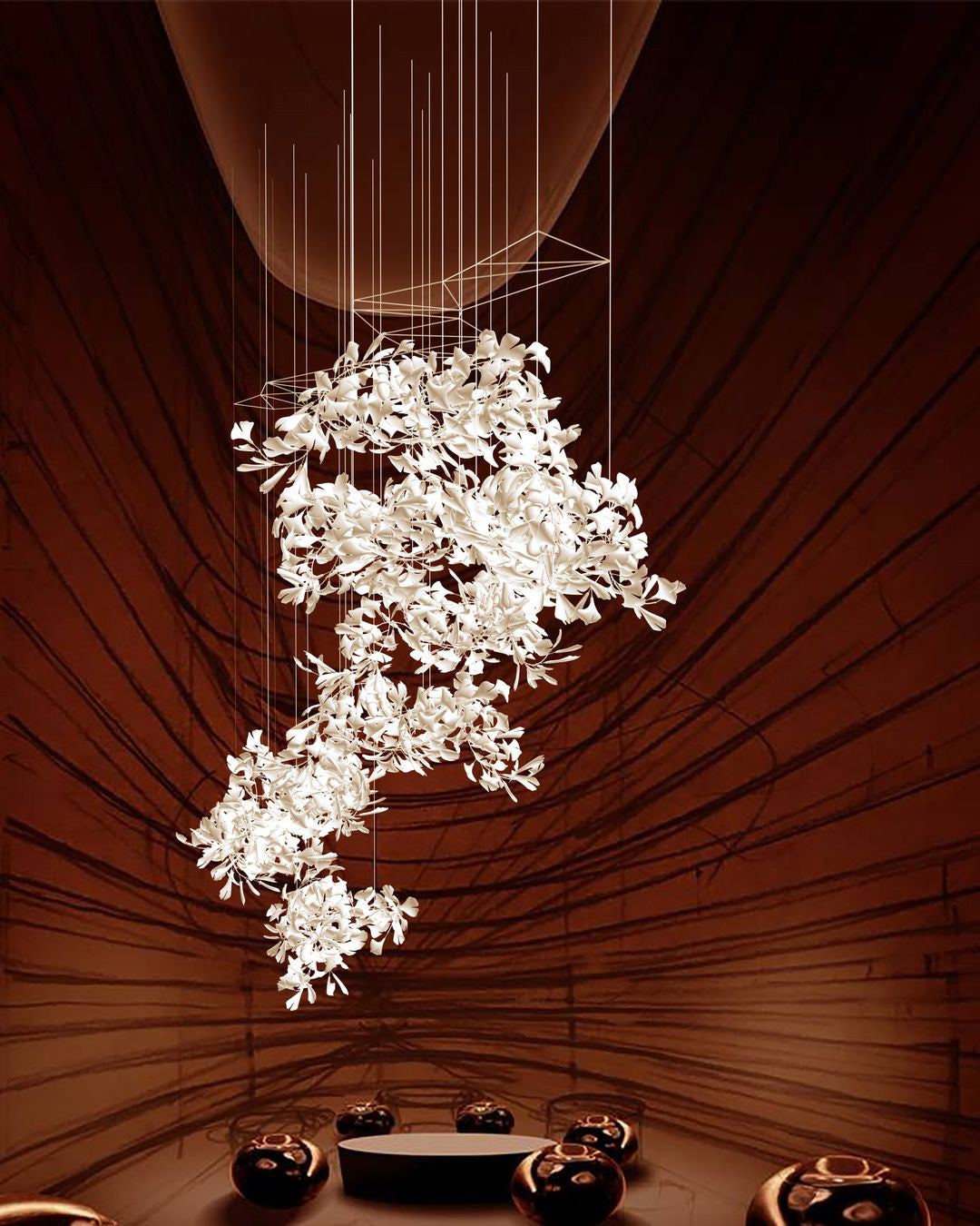Gingko Leaves Chandelier 196.8"