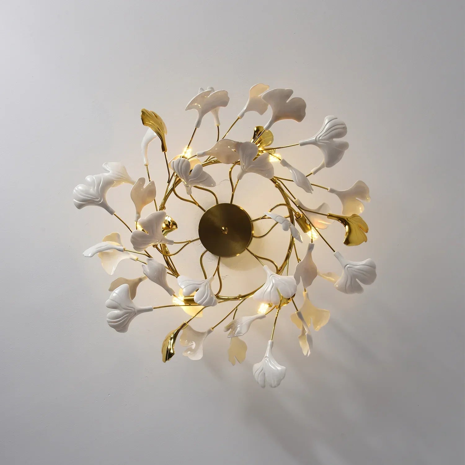 Modern Ceramic Gingko Chandelier for Living Room/Bedroom