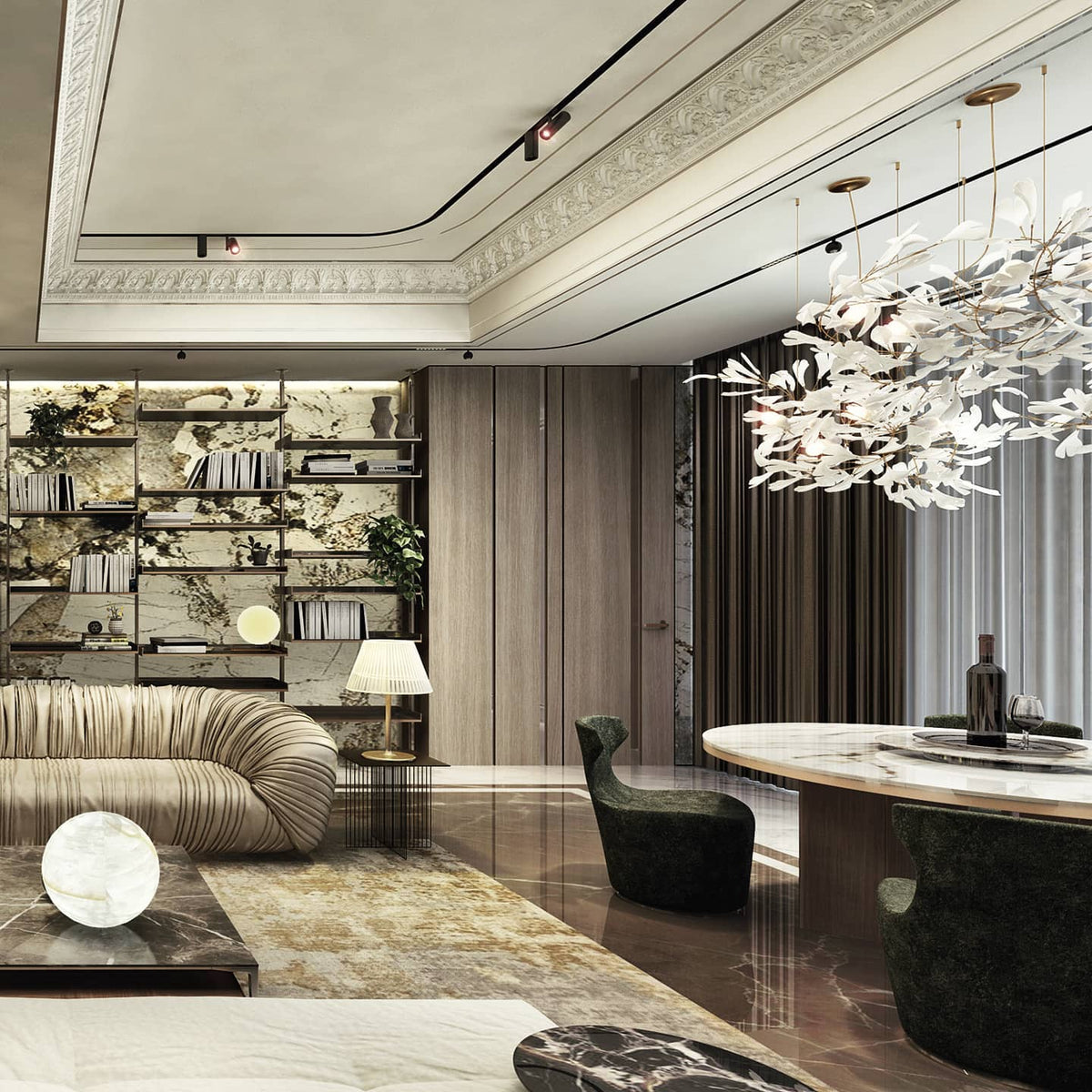 Gingko Leaves Chandelier 196.8"