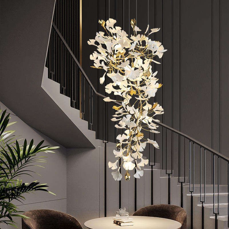 Gliss Ceramic Ginkgo Cascading Hotel Hallway Branch Chandelier