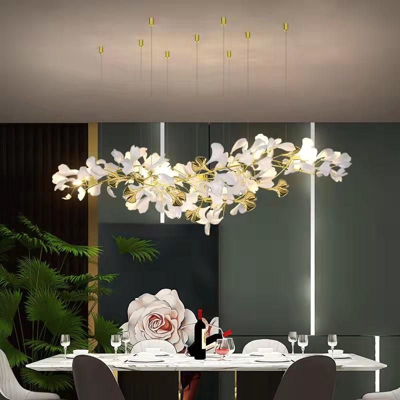Gliss Ceramic Ginkgo Branch Chandelier, Dining Table Lamp