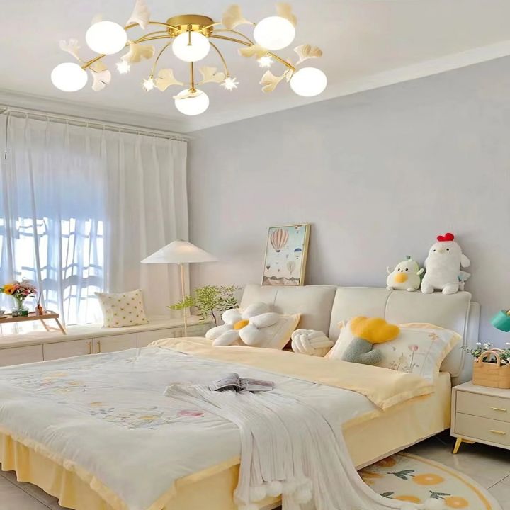 Gliss Ceramic Ginkgo Glass Ceiling Lamp, Living Room Flushmount Lamp