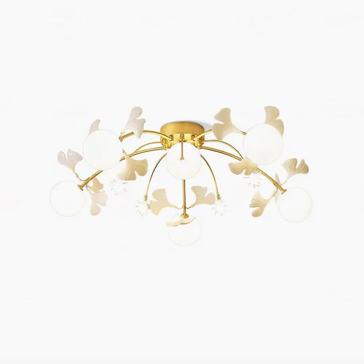 Gliss Ceramic Ginkgo Glass Ceiling Lamp, Living Room Flushmount Lamp