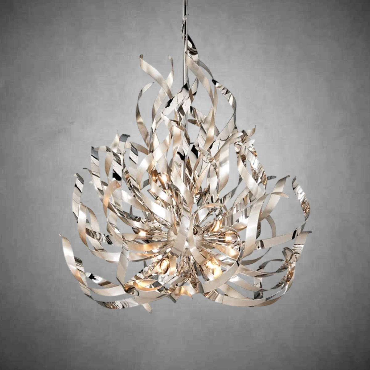Graffiti 12 Light Pendant - Silver Leaf Polished Stainless