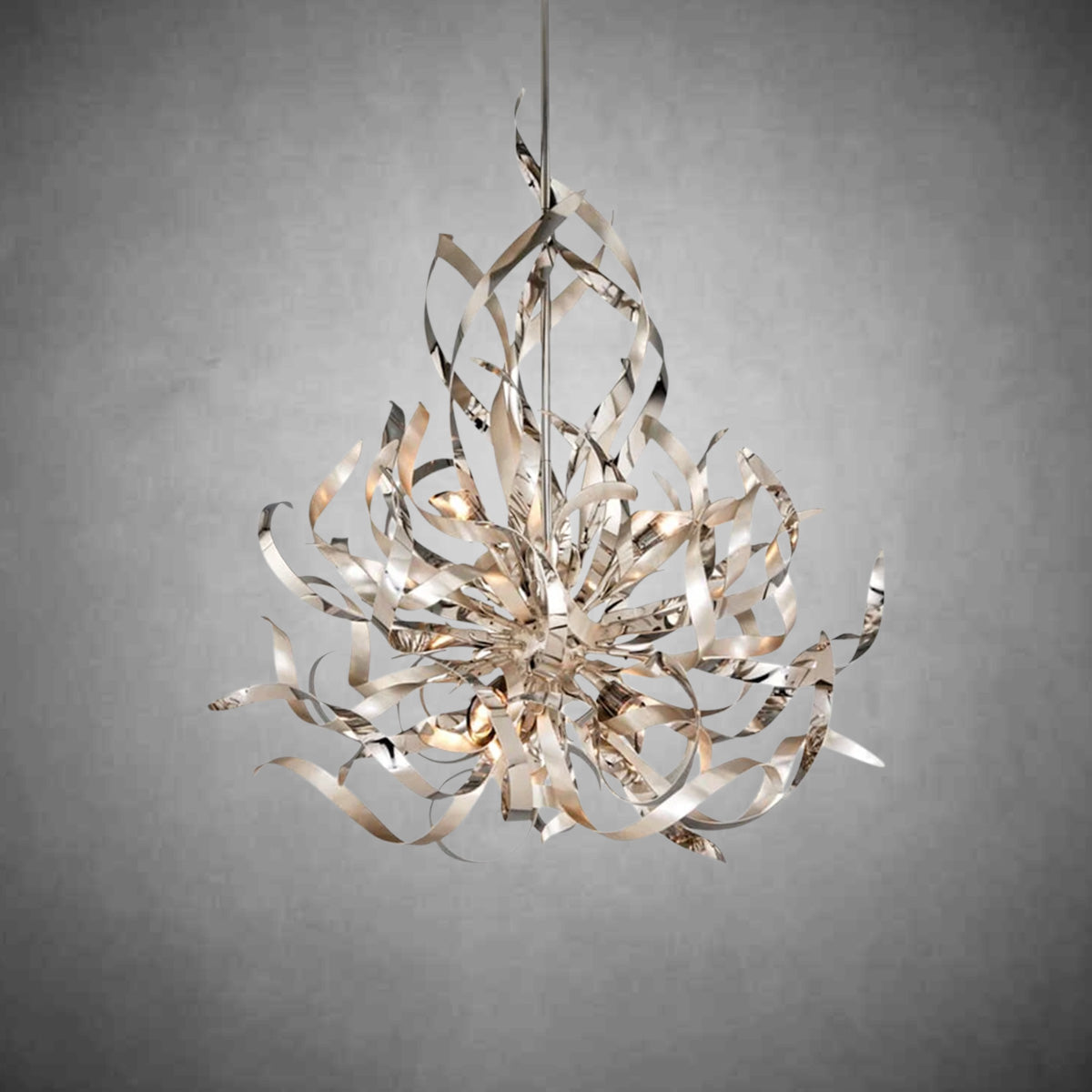 Graffiti 6 Light Pendant - Silver Leaf Polished Stainless